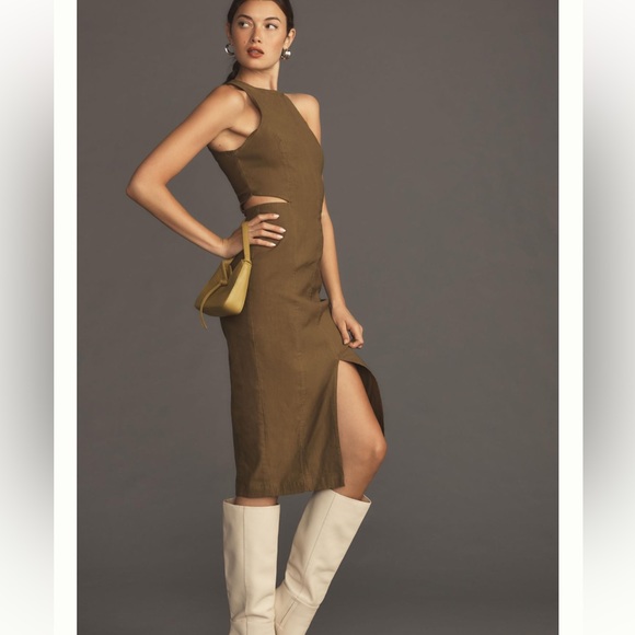 By Anthropologie sleeveless cutout slit midi dress - Picture 2 of 4